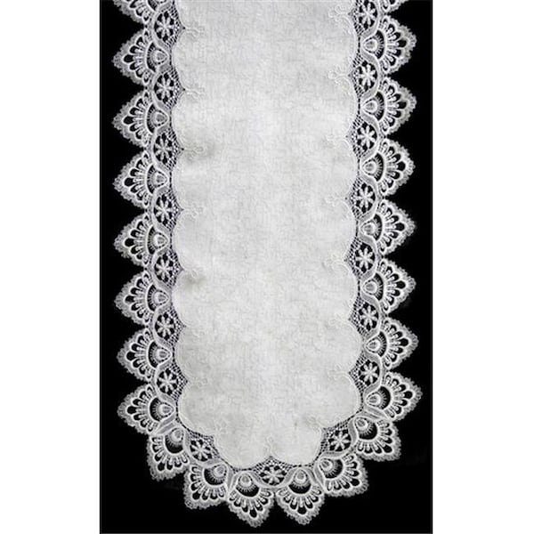 Sinobrite Sinobrite H8139-F1 White Lace Oval Runner; 16 x 54 in. H8139/F1(16x54) - main